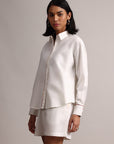 White Cotton Solid Shirt Style Co-Ord Set