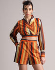 Multicolour Cotton Striped Wrap Co-Ord Set