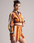 Multicolour Cotton Striped Wrap Co-Ord Set