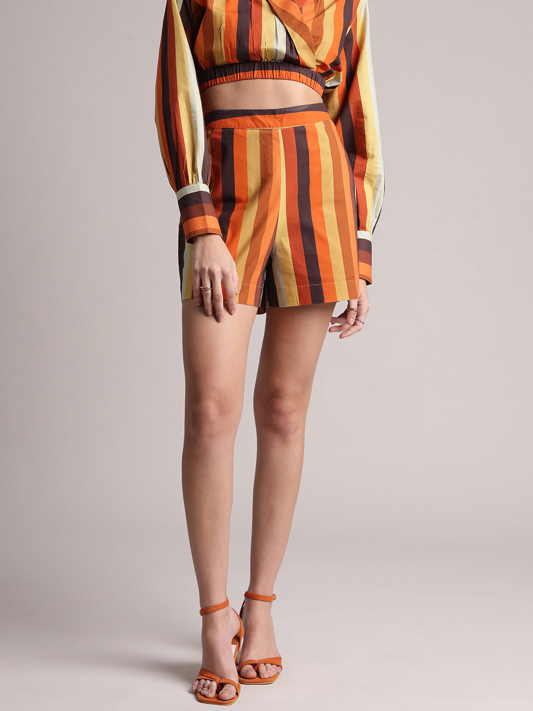 Multicolour Cotton Striped Wrap Co-Ord Set