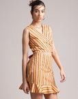 Yellow Cotton Striped Wrap Co-Ord Set