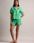 Lime Cotton Abstract Shirt Style Co-Ord Set