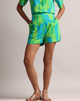 Lime Cotton Abstract Shirt Style Co-Ord Set