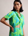 Lime Cotton Abstract Shirt Style Co-Ord Set