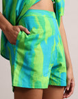 Lime Cotton Abstract Shirt Style Co-Ord Set