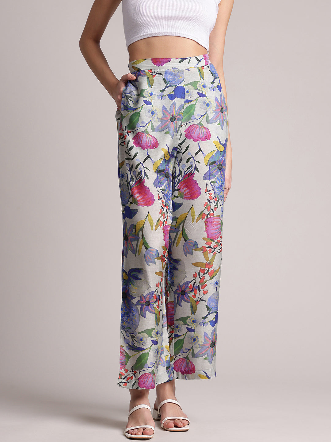 Multi Viscose Blend Floral Back Tie-Up Co-Ord Set