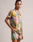 Multicolor Muslin Tropical Floral Print Shirt Co-Ord Set