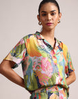 Multicolor Muslin Tropical Floral Print Shirt Co-Ord Set