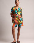 Multicoloured Muslin Tropical Shirt Styles Co-ords Set