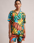 Multicoloured Muslin Tropical Shirt Styles Co-ords Set