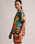 Multicoloured Muslin Tropical Shirt Styles Co-ords Set