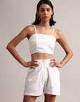 White Cotton Schiffli Regular Co-Ord Set