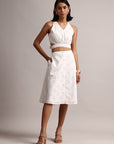 White Cotton Schiffli Embroidered Blouson Co-Ord Set