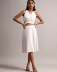 White Cotton Schiffli Embroidered Blouson Co-Ord Set