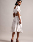 White Cotton Schiffli Fit & Flare Skirt Top Set