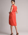 Rust Poplin Solid Ruching Style Dress