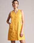 Yellow Cotton Solid Shirt Dress