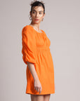 Orange Poplin Solid Fit & Flare Dress