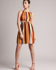 Multicolor Cotton Striped Side Cut-Out Dress