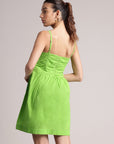 Lime Cotton Solid Fit & Flare Dress