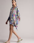 Grey Muslin Tropical Kaftan Dress