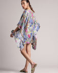 Grey Muslin Tropical Kaftan Dress