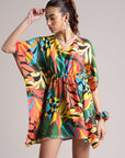 Multicolor Muslin Tropical Kaftan Dress