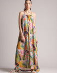 Multicolor Muslin Tropical Maxi Dress