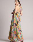 Multicolor Muslin Tropical Maxi Dress