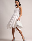 White Cotton Schiffli Handkerchief Dress