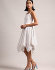 White Cotton Schiffli Handkerchief Dress