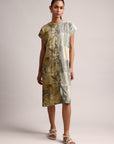 Olive Cotton Linen Floral Shirt Dress Dress