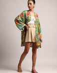 Green Muslin Tropical Regular Shrug