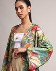 Green Muslin Tropical Regular Shrug