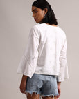 White Cotton Schiffli Regluar Top