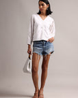 White Cotton Schiffli Regluar Top