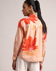 Peach Cotton Floral Shirt Top