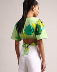 Green Cotton Floral Printed Crop Top