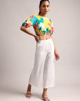 Multicolor Cotton Floral Print Crop Top