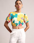 Multicolor Cotton Floral Print Crop Top