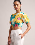 Multicolor Cotton Floral Print Crop Top