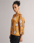 Amber Yellow Abstract Print Satin Shirt