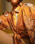 Amber Yellow Abstract Print Satin Shirt