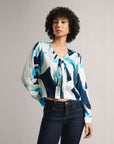 Multicolour Blue Crop Shirt