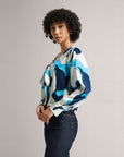 Multicolour Blue Crop Shirt