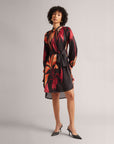 Black Tie Abstract High-Low Shirt Dress