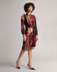 Black Tie Abstract High-Low Shirt Dress