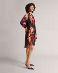 Black Tie Abstract High-Low Shirt Dress