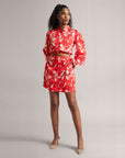 Fiery Red Tie-Up Shirt and Skort Co-Ord Set