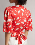 Fiery Red Tie-Up Wrap Top